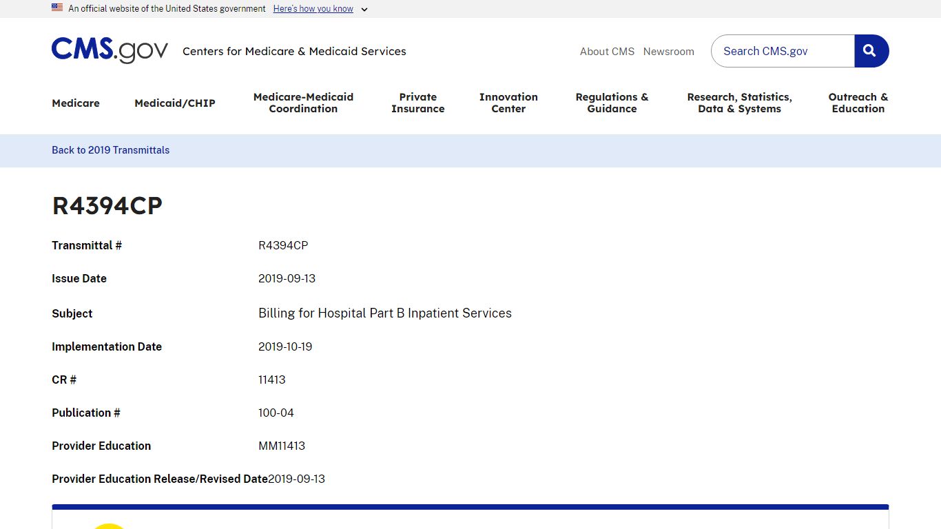 R4394CP | CMS - Centers for Medicare & Medicaid Services